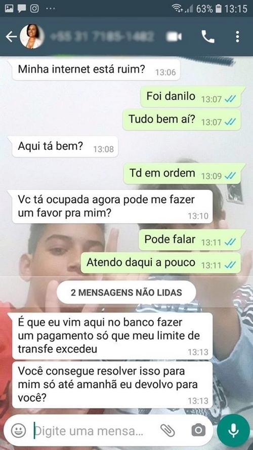 Trecho da conversa do golpista com irmã da vítima