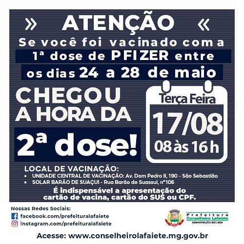 Arte de divulgação da vacinação