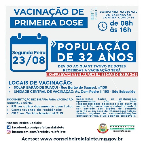 Arte de divulgação da vacinação