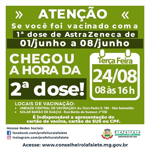 Arte de divulgação da vacinação