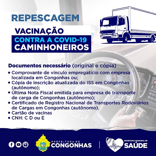 Arte de divulgação da vacinação dos caminhoneiros