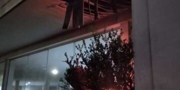 Incêndio em lixeira atinge loja de veículos