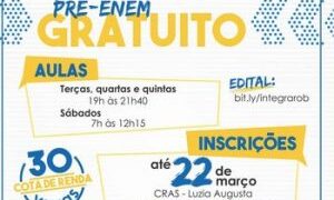 Termina nesta sexta inscrição para cursinho Pré-Enem gratuito