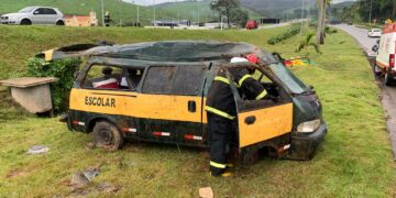Capotamento de van na BR 040 faz 6 vitimas