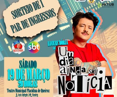 Hoje tem show de humor com Luccas Dória em Lafaiete