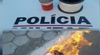 PM apreende linha com cerol e aplica multa em usuários em Lafaiete