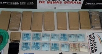 PM apreende em torno de 12 kg de maconha e prende suspeitos de tráfico em Lafaiete