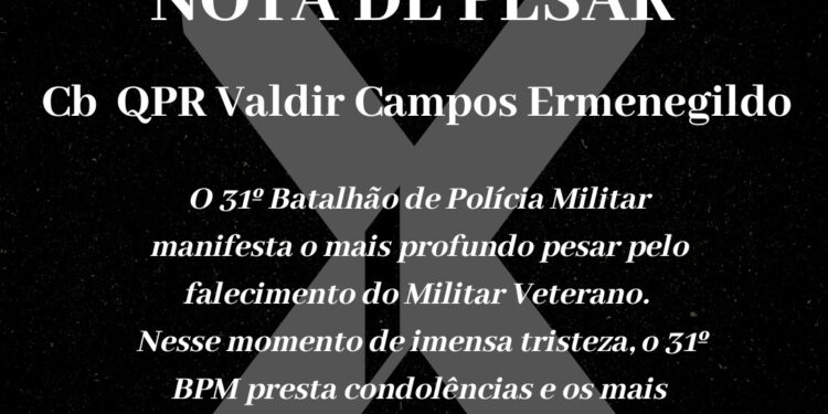 31º BPM lamenta morte de policial militar