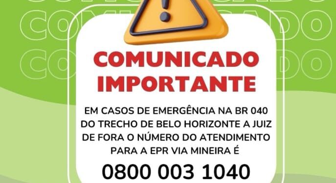Nova concessionária disponibiliza telefone para contato para usuário da BR 040