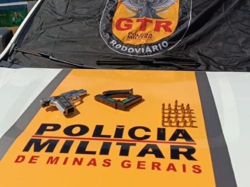 PM Rodoviária apreende pistola e prende motorista em Carandaí