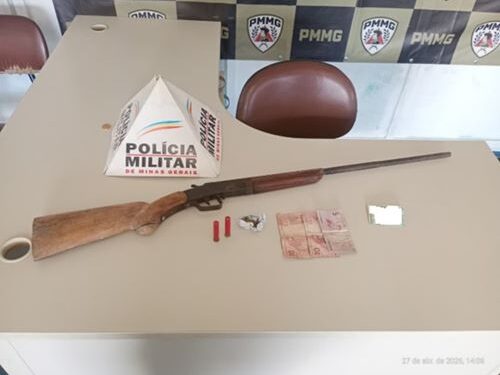 Denúncia leva à apreensão de arma e droga em Ouro Branco